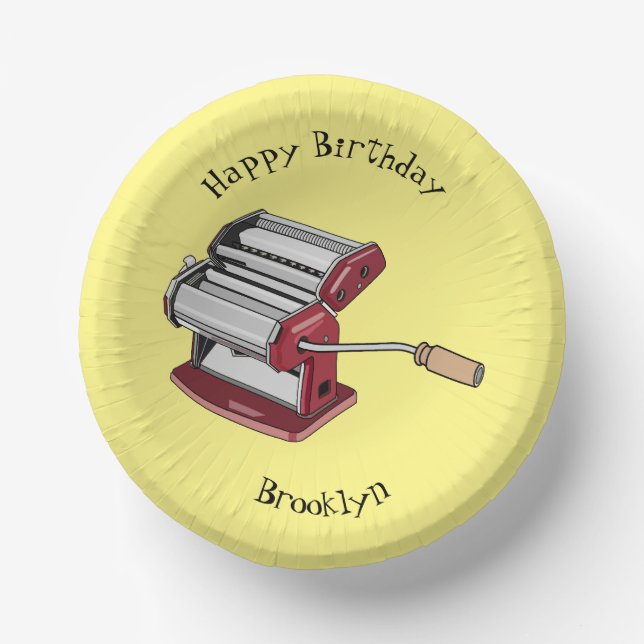 Pasta maker cartoon illustration paper plate (Front)