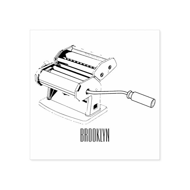 Pasta maker cartoon illustration rubber stamp (Imprint)