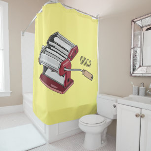 Pasta maker cartoon illustration  shower curtain
