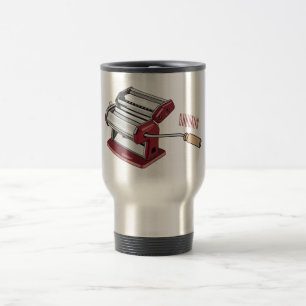 Pasta maker cartoon illustration  travel mug