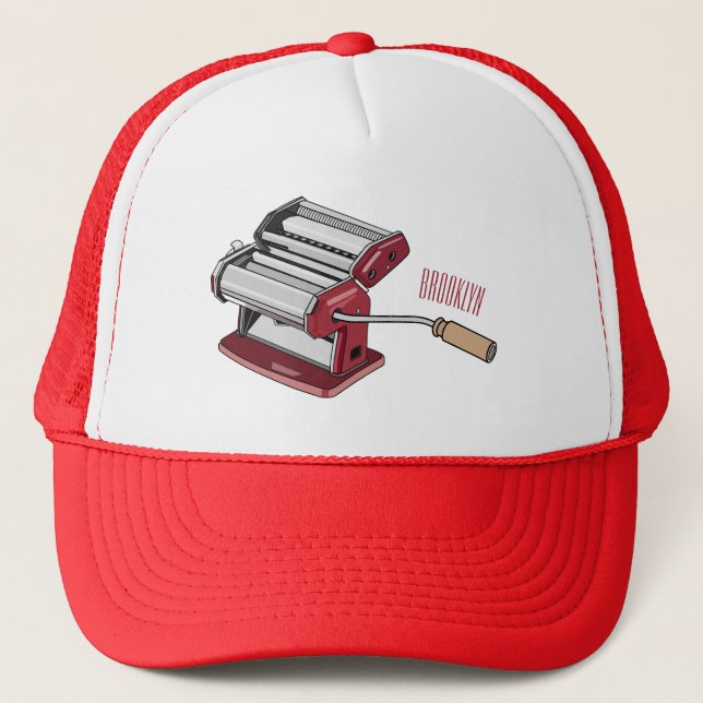 Pasta maker cartoon illustration  trucker hat (Front)