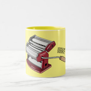 Pasta maker cartoon illustration  Two-Tone coffee mug