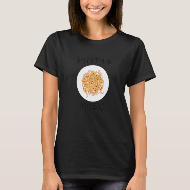 Pasta Musician Music Notes Clef Spaghetti T-Shirt (Front)