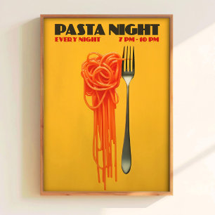 Pasta Night Poster Italian Food Wall Art Spaghetti