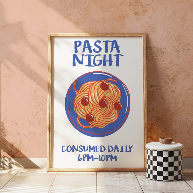 Pasta Night Retro Kitchen Funny Food Wall Poster  (Creator Uploaded)
