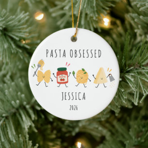 Pasta Obsessed Personalised Christmas Ornament