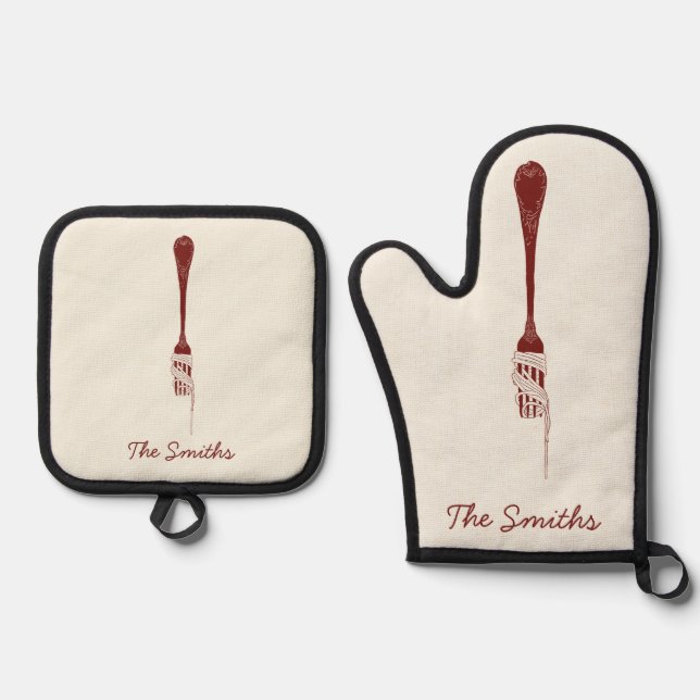Pasta  oven mitt & pot holder set (Front)