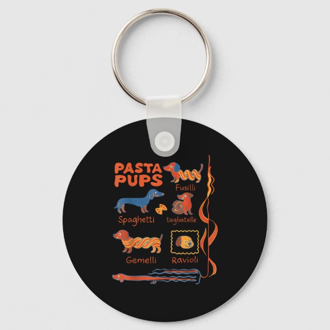 Pasta P Dog Funny Dachshund Dog Pasta Foodie Dog S Key Ring (Front)