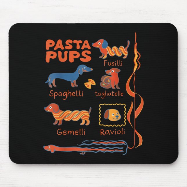 Pasta P Dog Funny Dachshund Dog Pasta Foodie Dog S Mouse Mat (Front)