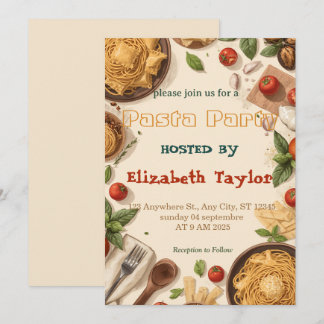Pasta Party Invitation Italian Dinner Celebration