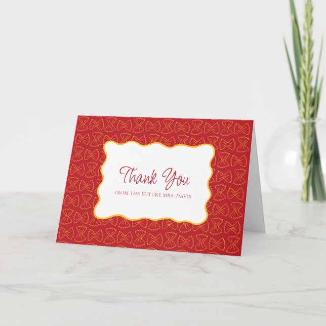 Pasta Pattern That's Amore Italian Bridal Shower Thank You Card (Front)