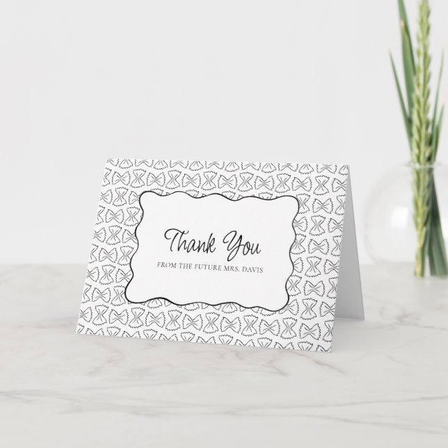 Pasta Pattern That's Amore Italian Bridal Shower Thank You Card (Front)
