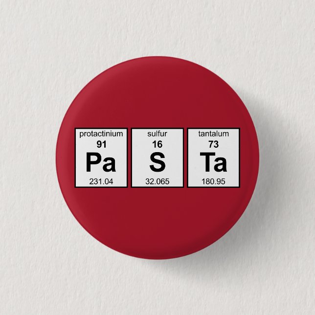 PaSTa Periodic Table 3 Cm Round Badge (Front)