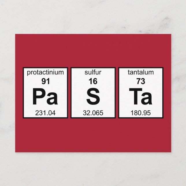 PaSTa Periodic Table Postcard (Front)
