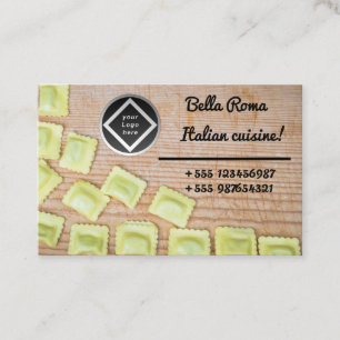 Pasta-Ravioli-italienische Spezialität auf Holz Business Card