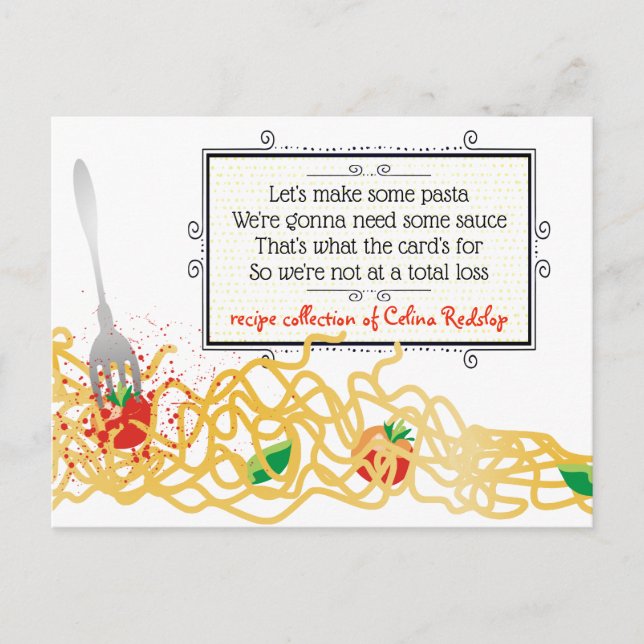 Pasta sauce Italian cooking cookbook recipe card (Front)