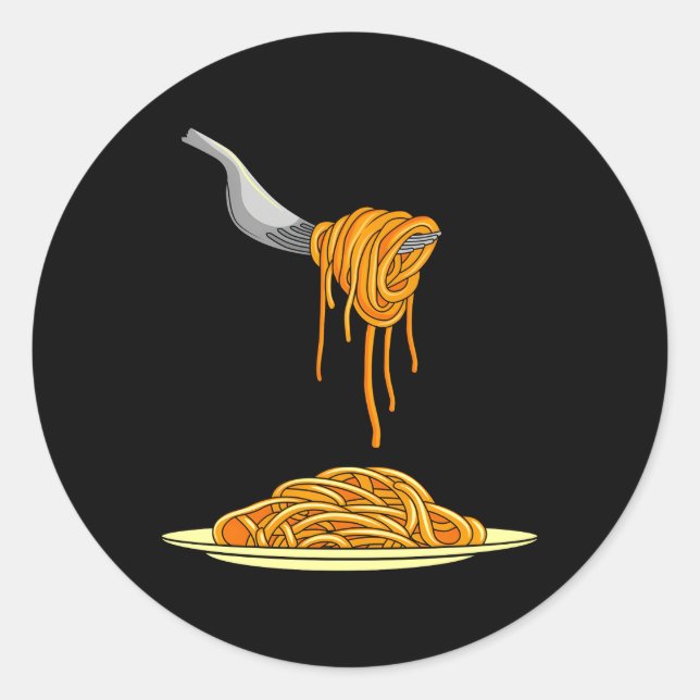 Pasta Spaghetti Noodles Italian Cook Fork Food Classic Round Sticker (Front)