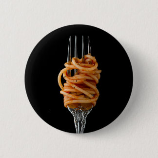 Pasta spun on a Fork, Food Spaghetti 6 Cm Round Badge