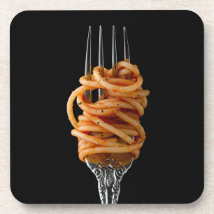 Pasta spun on a Fork, Food Spaghetti Coaster