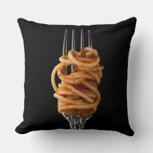 Pasta spun on a Fork, Food Spaghetti Cushion