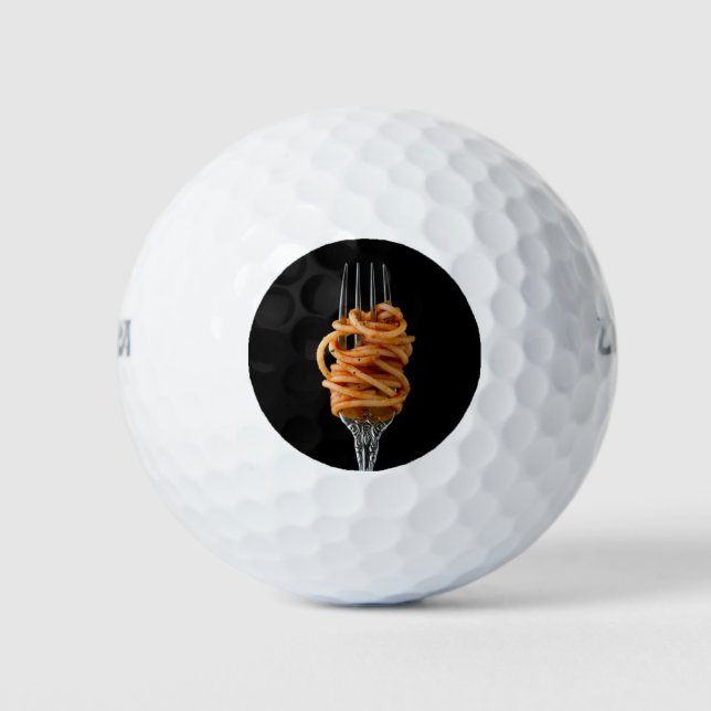 Pasta spun on a Fork, Food Spaghetti Golf Balls (Front)