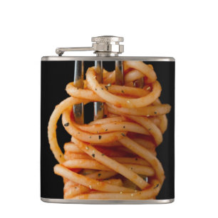 Pasta spun on a Fork, Food Spaghetti Hip Flask