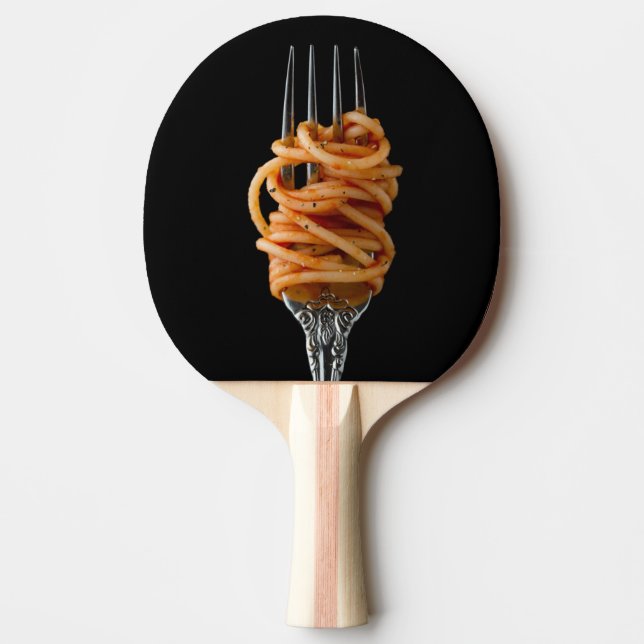 Pasta spun on a Fork, Food Spaghetti Ping Pong Paddle (Front)
