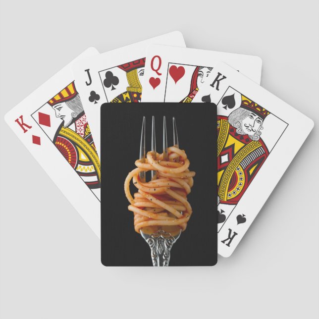 Pasta spun on a Fork, Food Spaghetti Playing Cards (Back)