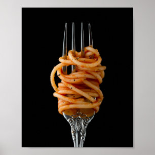 Pasta spun on a Fork, Food Spaghetti Poster