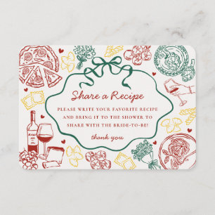 Pasta Thats Amore Italian Bridal Shower Recipe Enclosure Card