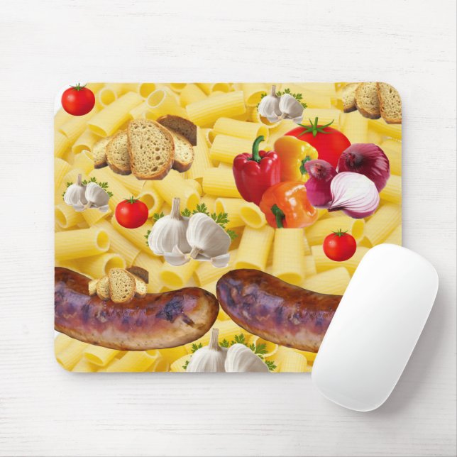 Pasta Tomato Bread Mouse Pad! Mouse Pad (With Mouse)