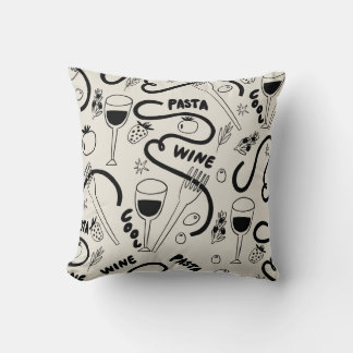 Pasta & Wine Delight Pattern Cushion