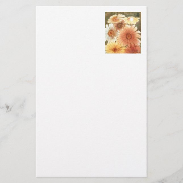 "Pastal Daisies" Floral Stationery (Front)