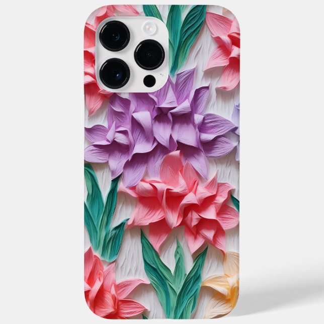 PASTEL 3-D PAPER LOOK GLADIOLA FLOWERS Case-Mate iPhone CASE (Back)