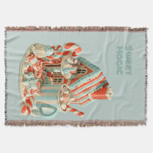 Pastel 3D Candy House Sweet Magic Throw Blanket