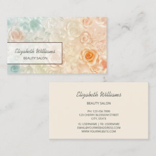 Pastel 3D Roses Business Card