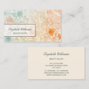 Pastel 3D Roses Business Card