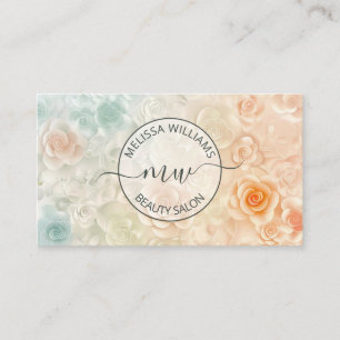 Pastel 3D Roses Logo Business Card