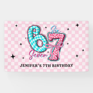 Pastel 67 Six Seven Girl Birthday Party Banner
