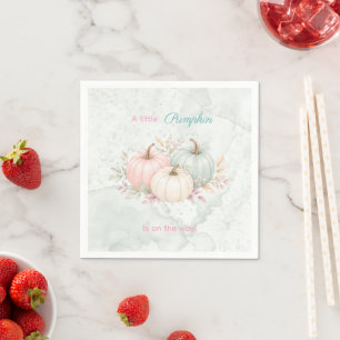 Pastel A Little Pumpkin Is On The Way Baby Shower Napkin