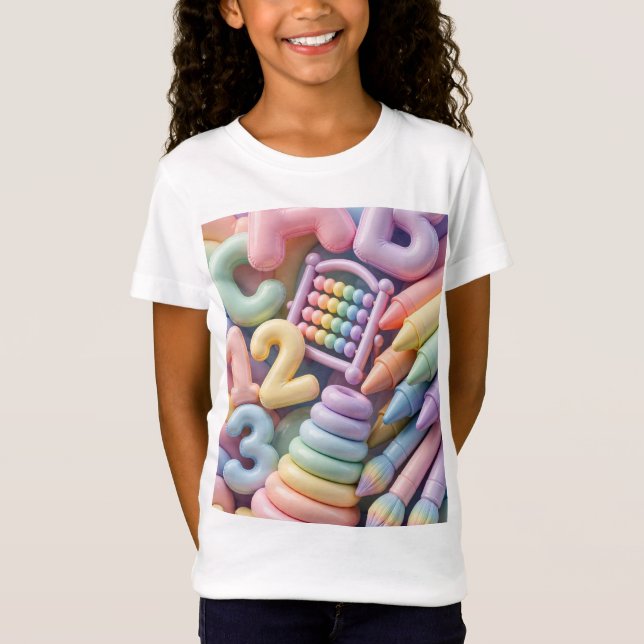 Pastel ABC Learning Burst - Inflated 3D  T-Shirt (Front)