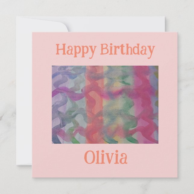 Pastel Abstract Art Flat Birthday Card (Front)