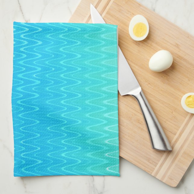 Pastel Abstract Art Teal Turquoise Blue Green Tea Towel (Quarter Fold)