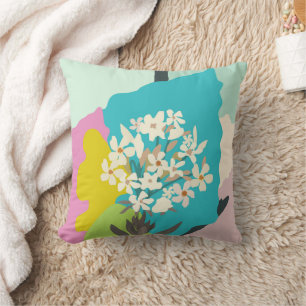 Pastel Abstract Artistic Floral Colour Blocks  Cushion