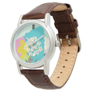 Pastel Abstract Artistic Floral Colour Blocks Watch