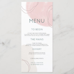 Pastel Abstract Cream Shapes Lines Wedding Menu