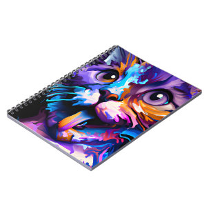 PASTEL ABSTRACT FUNNY CAT  NOTEBOOK