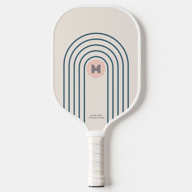 Pastel Abstract Geometric Lines Arches  Pickleball Paddle (Front)