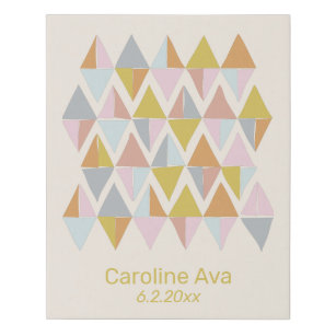 Pastel Abstract Geometric Pattern Personalised Faux Canvas Print