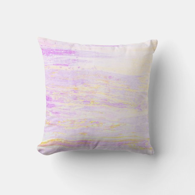 *~* Pastel Abstract Lavender Yellow Brush Strokes Cushion (Front)